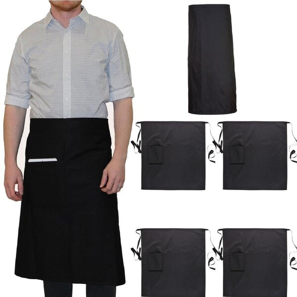 6pcs Portwest S794 3/4 Long Half Waist Apron with Pocket Cooking Cafe Kitchen Bulk