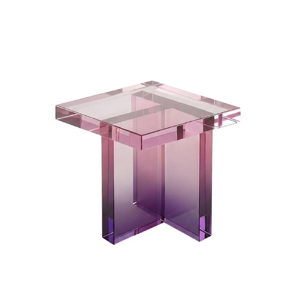 Nordhavn Violet Purple Acrylic Bedside Table, Modern Nightstand End Table, Accent Coffee Table