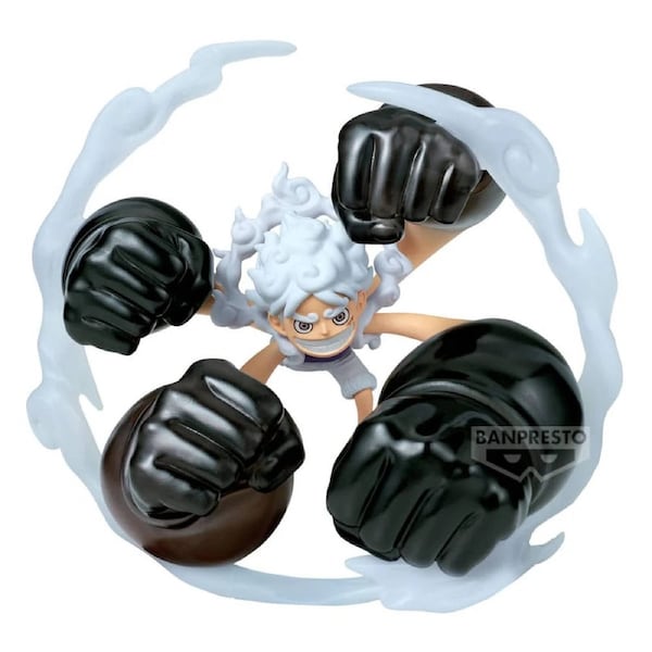 Banpresto World Collectible Figure One Piece Monkey D Luffy Gear 5 Gum-Gum Dawn Gatling 5 inch Special Figure