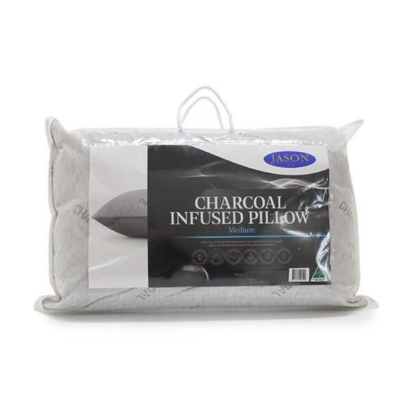 Jason Charcoal Infused Medium Support Pillow W/ Satin Piped Edging Standard