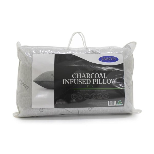 Jason Charcoal Infused Firm Support Pillow W/ Satin Piped Edging Standard