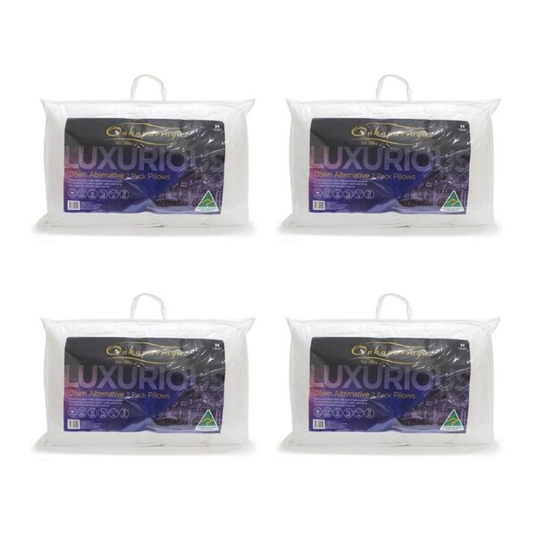 4x 2pc Onkaparinga Luxurious Premium Pillows With Cotton Sateen Cover Soft