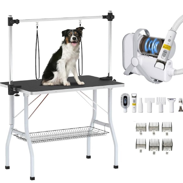 Advwin Pet Grooming Table + Pet Vacuum & Dryer Gromming Kit 9-in-1