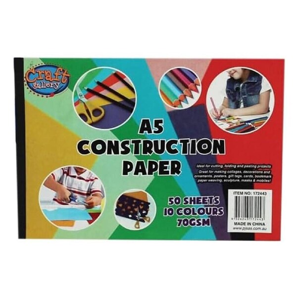 Ozoffer A5 Construction Paper 50 Sheet 10 Colors