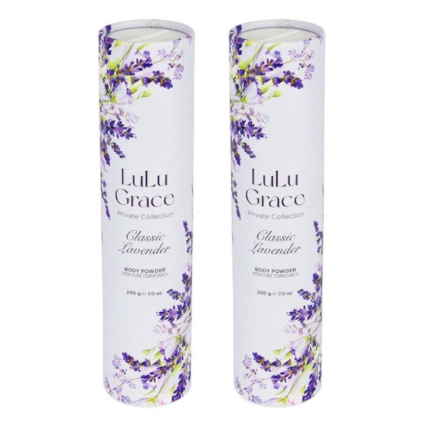 Lulu Grace Lavender Talc Free Body Powder 2 x 200g Corn Starch Scent