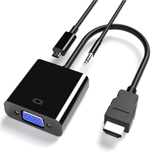 Active HDMI to VGA Adapter 1080P 60Hz Video Converter with 3.5mm Audio Jack and USB Power Supply for PC, Laptop, PS4 to Monitor, Projector - VELORICA