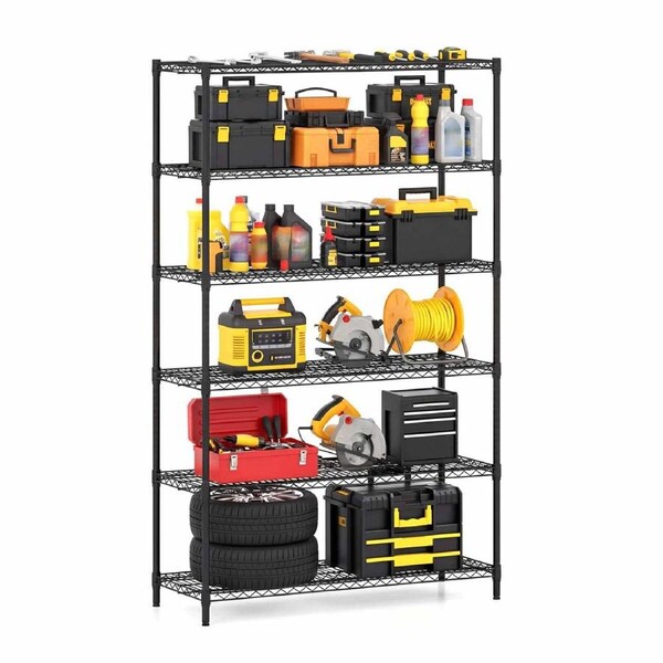 Costway 6-Tier Wire Shelving Unit Adjustable Heavy-Duty Metal Storage Shelves w/Leveling Feet