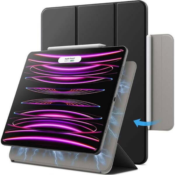 JETech Magnetic Case for iPad Pro 12.9 Inch 2022/2021/2020/2018 (6th/5th/4th/3rd Generation), Pencil 2nd Charging, Magnetic Attachment, Cover Auto Wake/Sleep BLACK
