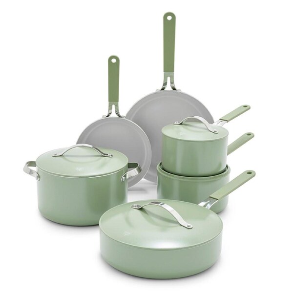 GreenLife Dream 11-Piece Cookware Set CC008531-001 Sage Green