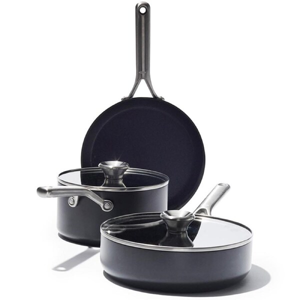 OXO Ceramic Professional PFAS-Free Non-Stick 5-Piece Cookware Set CC004747-001 Black