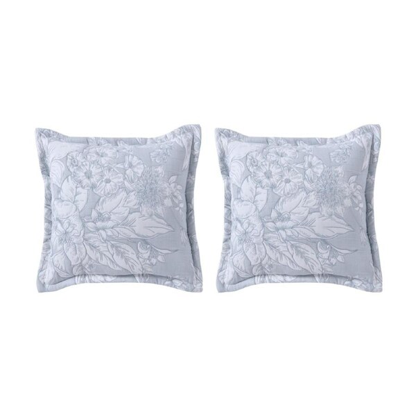 2PK Bianca Whispering Lily Square Powder Blue Provincial Decor Cushion 43x43cm