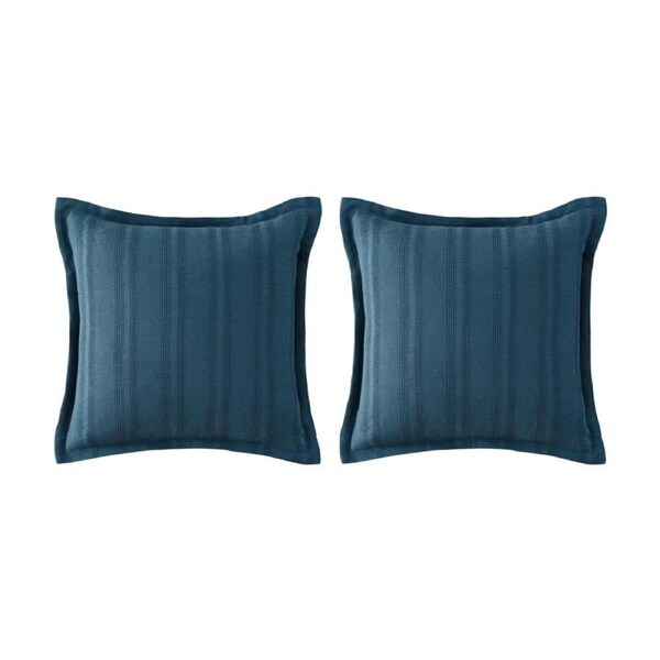 2PK Bianca Ashcombe Square Blue Cotton Waffle Decor Cushion 43x43cm