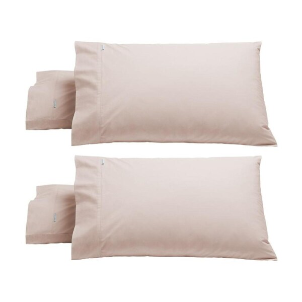 2x 2pc Bianca Heston 300TC Cotton Percale Standard Size Pillowcases Pink 48x74cm