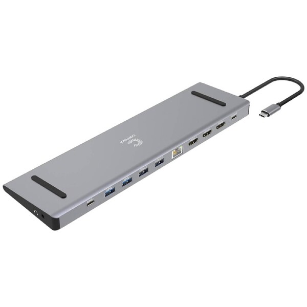 Comsol USB-C to Triple 4K HDMI Monitor Computer Docking Station Grey