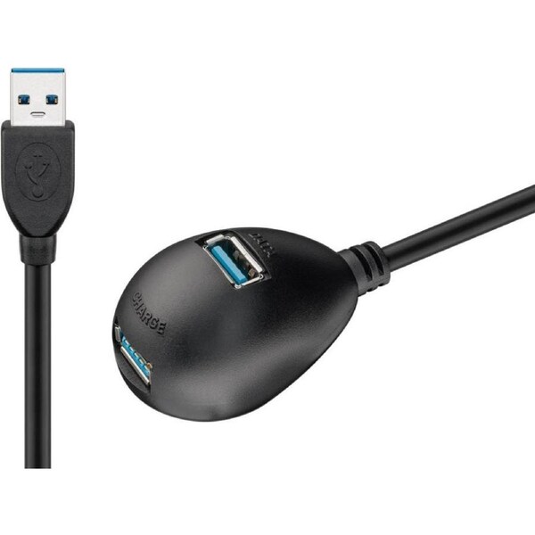 Goobay USB 3.0 Hi-Speed Extension Cable w/ Desktop Foot 1.5m - Black