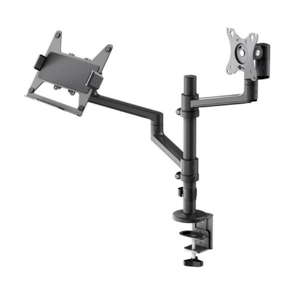 Goobay Monitor Mount Workstation Single Pole Pro Adjustable Desk Stand - Black