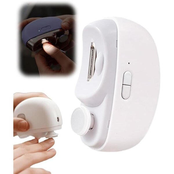 Catzon Electric Nail Clipper 2 in 1 Automatic Trimmer Polisher with Light-White