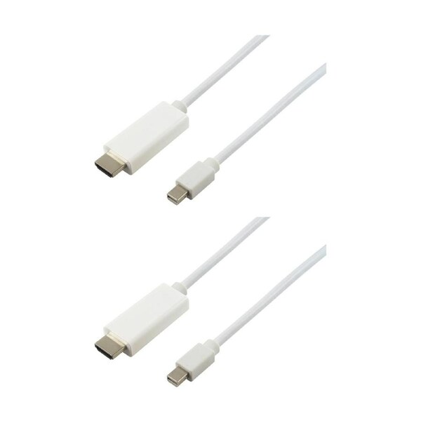 2PK Comsol Mini DisplayPort Male-HDMI Male Computer Cable 1 Metre White