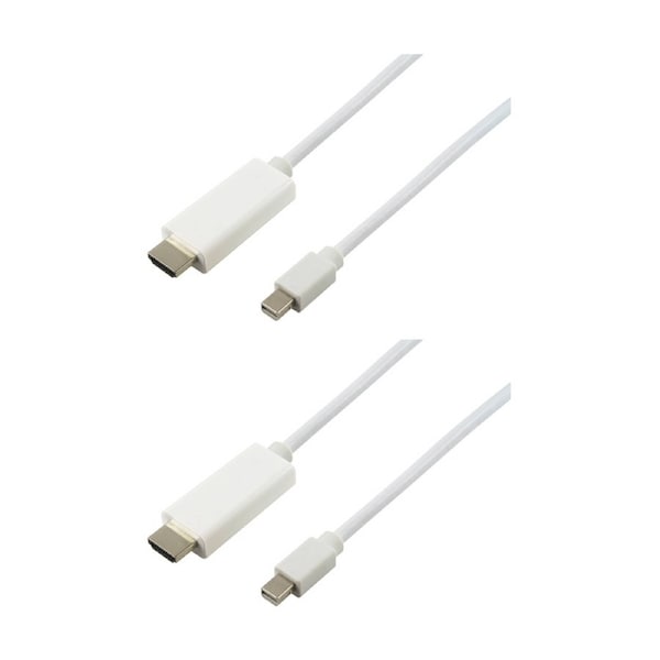2PK Comsol Mini DisplayPort Male-HDMI Male Computer Cable 2 Metres White