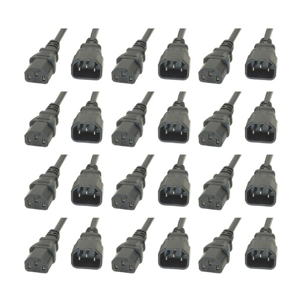 12PK Comsol IEC-C13 Female to IEC-C14 Male Power Extension Cable 1M Grey
