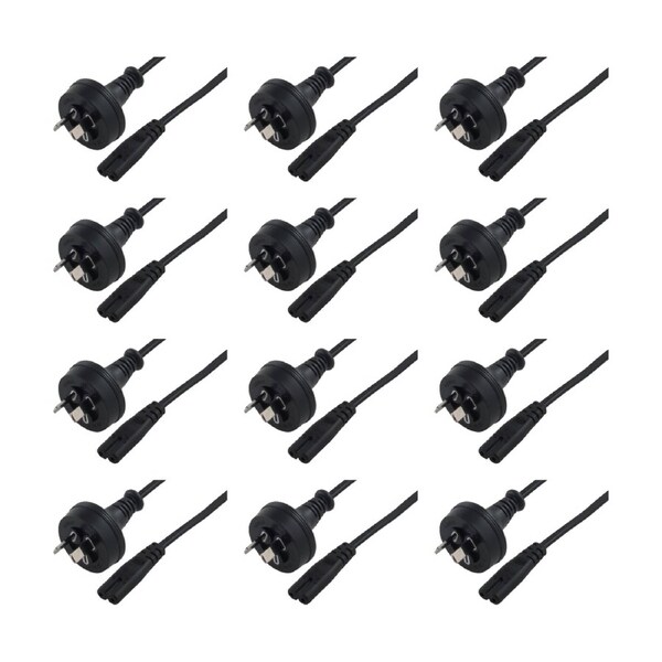 12PK Comsol 2PIN AUS Male to C7 Female Figure 8 Power Cable 2M Black
