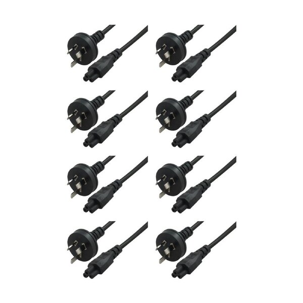 8PK Comsol 3PIN AUS Male to C5 Female Clover Leaf Power Cable 2M Black