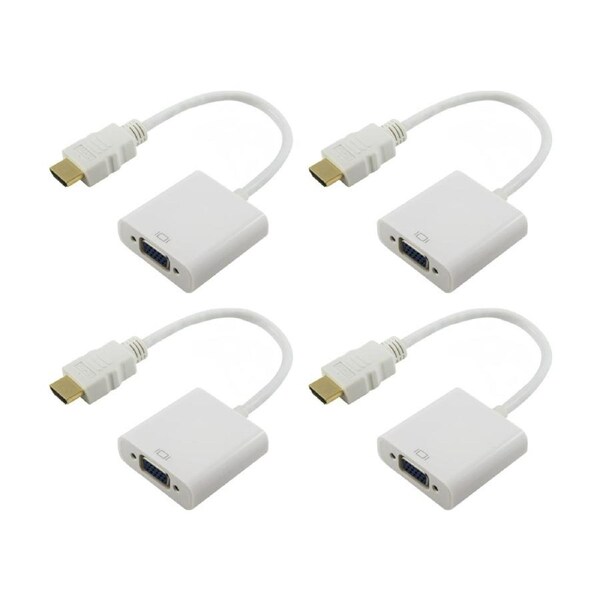 4PK Comsol HDMI Male to VGA Female + 3.5mm Audio Adaptor - Full HD 1920x1080 WH