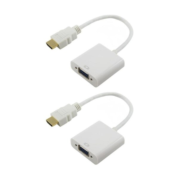 2PK Comsol HDMI Male to VGA Female + 3.5mm Audio Adaptor - Full HD 1920x1080 WH