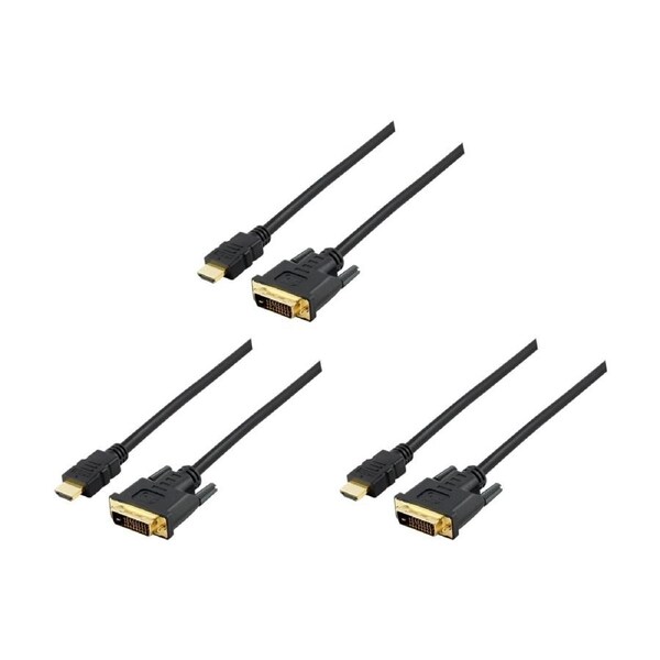 3PK Comsol HDMI Male-DVI-D Male Cable Supports Up To 1920x1200 2 Metres Black