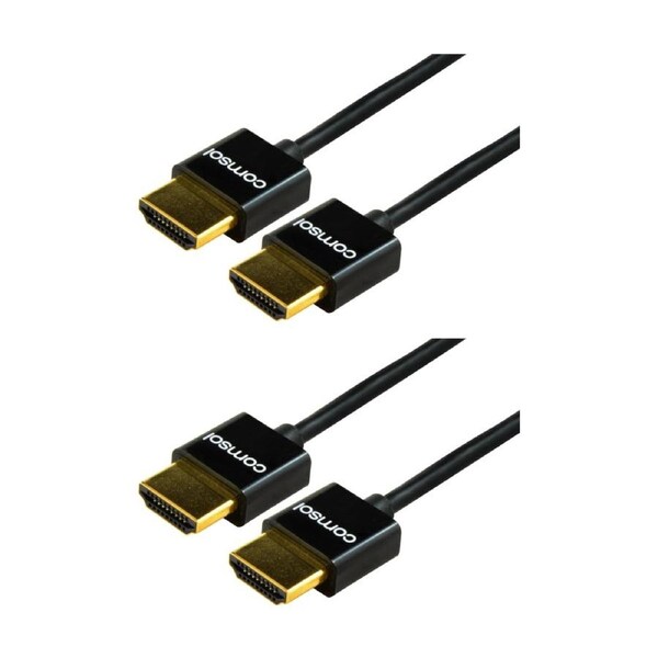 2PK Comsol Super Slim High Speed HDMI Cable W/ Ethernet Male-Male 2M Black