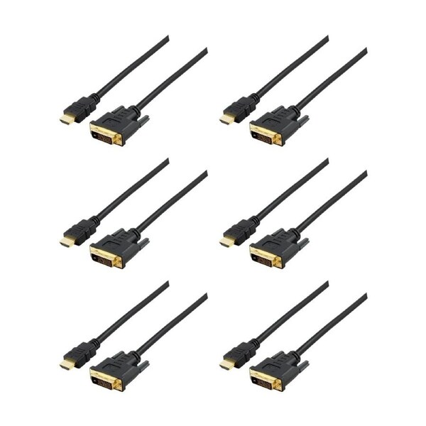 6PK Comsol HDMI Male-DVI-D Male Cable Supports Up To 1920x1200 1 Metre Black