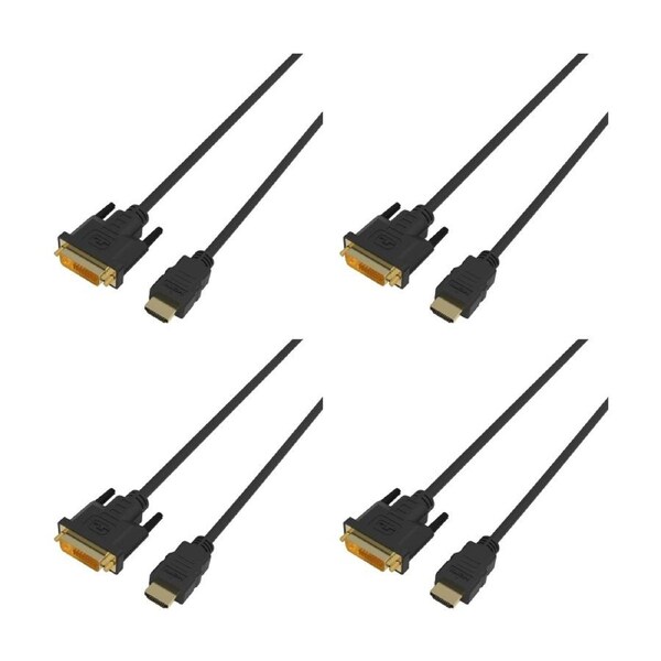 4PK Comsol HDMI Male-DVI-D Male Computer Cable Accessory 2 Metres Black