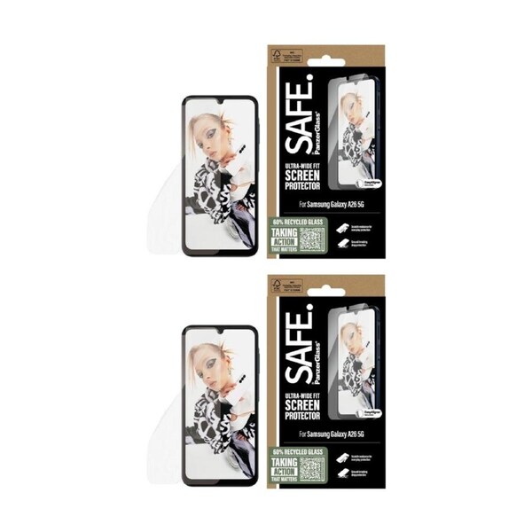 2PK Panzer SAFE by UtraWide Fit Screen Protector for Samsung A26 5G - Clear