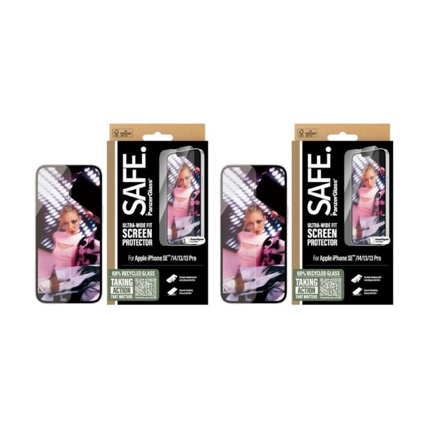 2PK Panzer Safe Screen Protector for iPhone 13/13Pro/14/16e - Clear