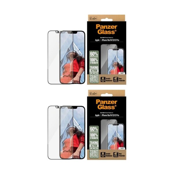2PK Panzer PanzerGlass Screen Protector for iPhone 13/13Pro/14/16e - Clear