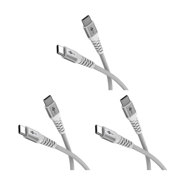 3PK Goobay Supersoft USB-C to V2.0 Cable 1M 60W Power Delivery - White