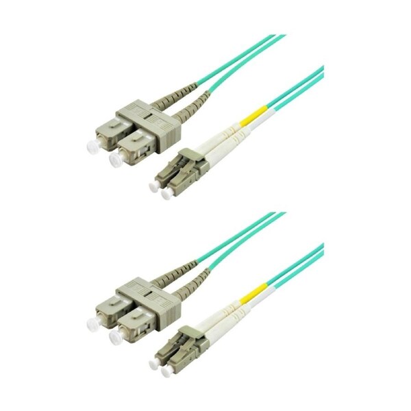2PK Comsol LC-SC Multi-Mode Duplex Fibre Patch Cable LSZH 50/125 OM4 1M