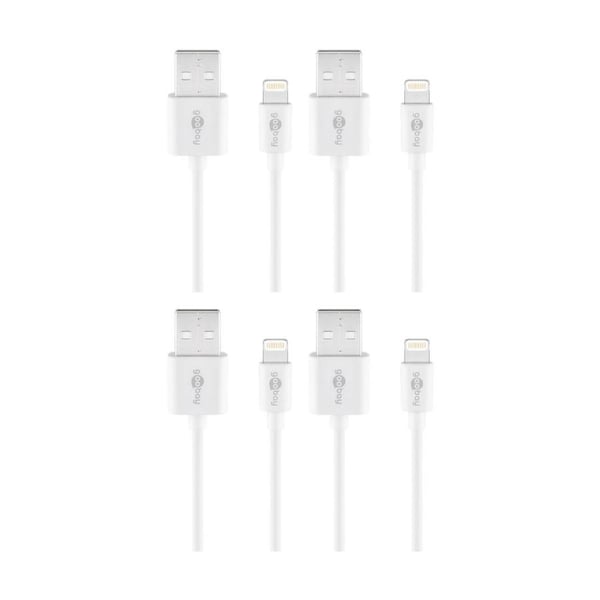 4PK Goobay USB-A to Lightning Cable 1M MFi Certified Apple Charge - White