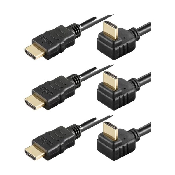 3PK Goobay High Speed HDMI Cable 270 Deg with Ethernet 4K@60Hz - Black