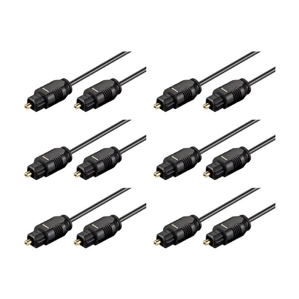 6PK Goobay Toslink Fiber Optic Audio Cable M/M 1.5M High Fidelity - Black