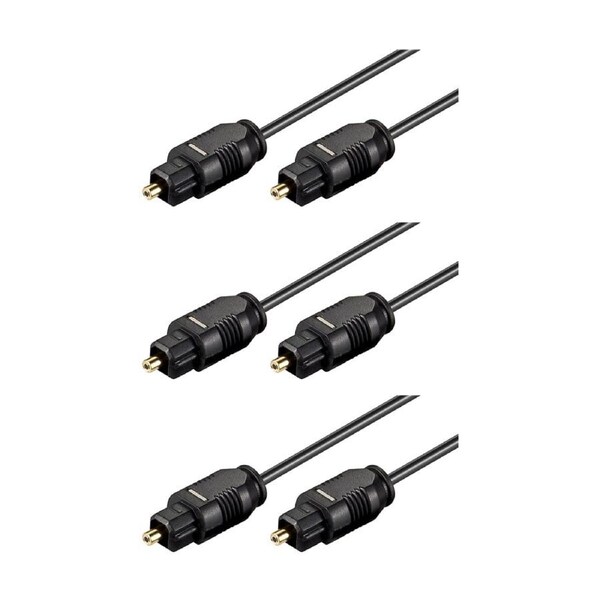 3PK Goobay Toslink Fiber Optic Audio Cable M/M 1.5M High Fidelity - Black