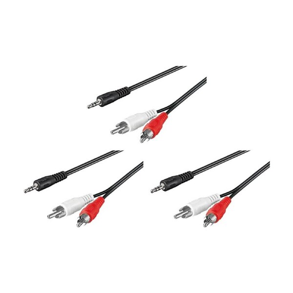 3PK Goobay AUX 3.5 mm Male to Stereo 2 x RCA 10M Audio Splitter Cable - Black