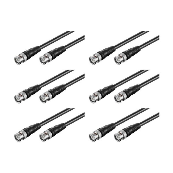 6PK Goobay BNC Connector Cable RG58 Shielded 10M 50 Ohm Impedance - Black