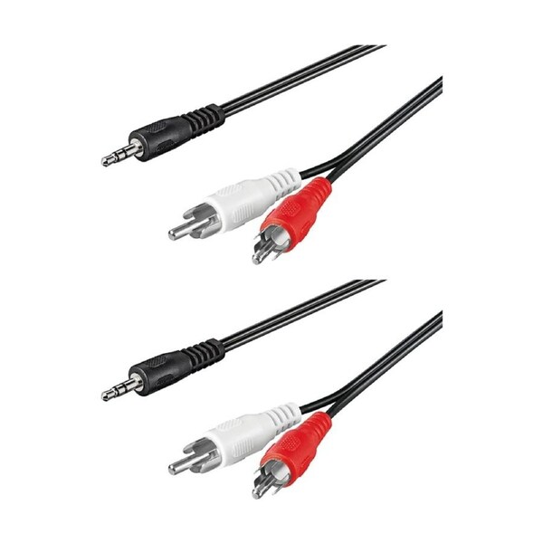 2PK Goobay AUX 3.5 mm Male to Stereo 2 x RCA 20M Long Audio Connection - Black