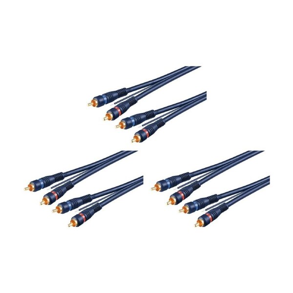 3PK Goobay Car Hi-Fi Stereo RCA Cable, Double Shielded 5M - Blue