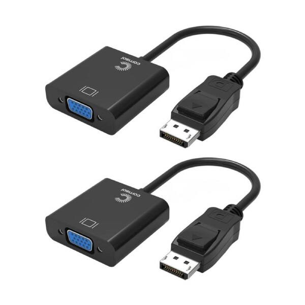 2PK Comsol 20cm DisplayPort Male to VGA Female Active Adaptor Black