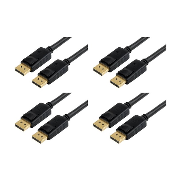 4PK Comsol DisplayPort Male-Male Computer Cable V1.4 2 Metres Black