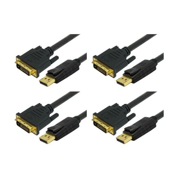 4PK Comsol DisplayPort Male to Single Link DVI-D Cable 2 Metres Black