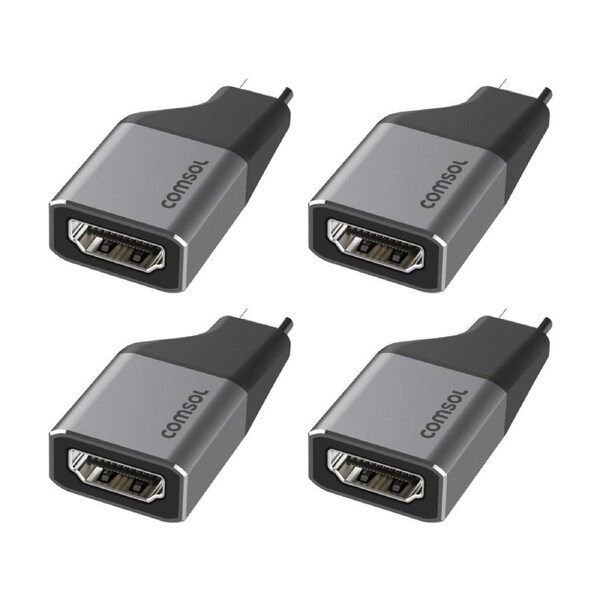 4PK Comsol USB-C Male to 4K HDMI Female Monitor Computer Mini Adaptor Grey/Black