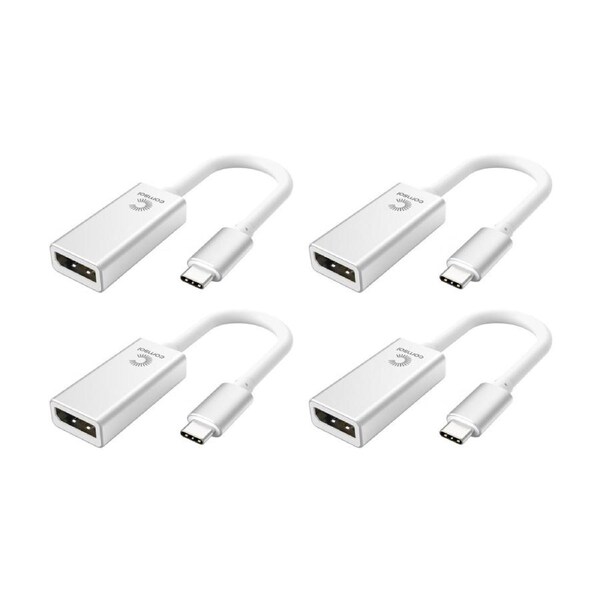 4PK Comsol USB-C to DisplayPort Monitor Computer Adaptor Cable Silver